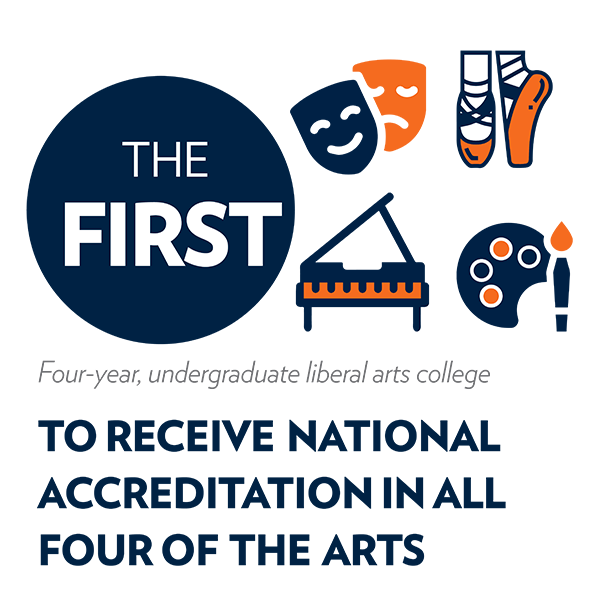 First private liberal arts college to have accredited programs in all four areas of the fine arts