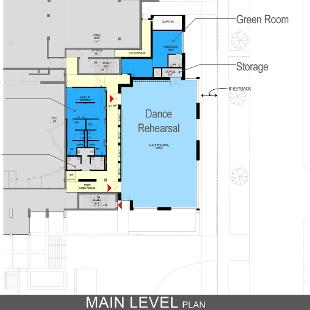 Architectural drawings of new dance space