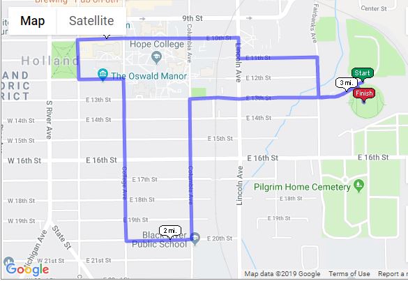 Map of Donut Run 5K Route