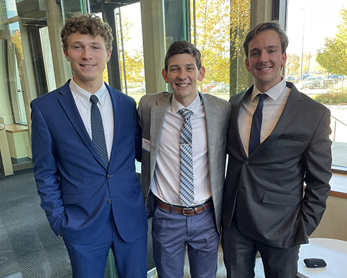Pictured from left to right are the members of the Hope team that finished first in the Annual Commercial Lending Competition: Carter Speelman, Austin Belsan, Nathan Sligh